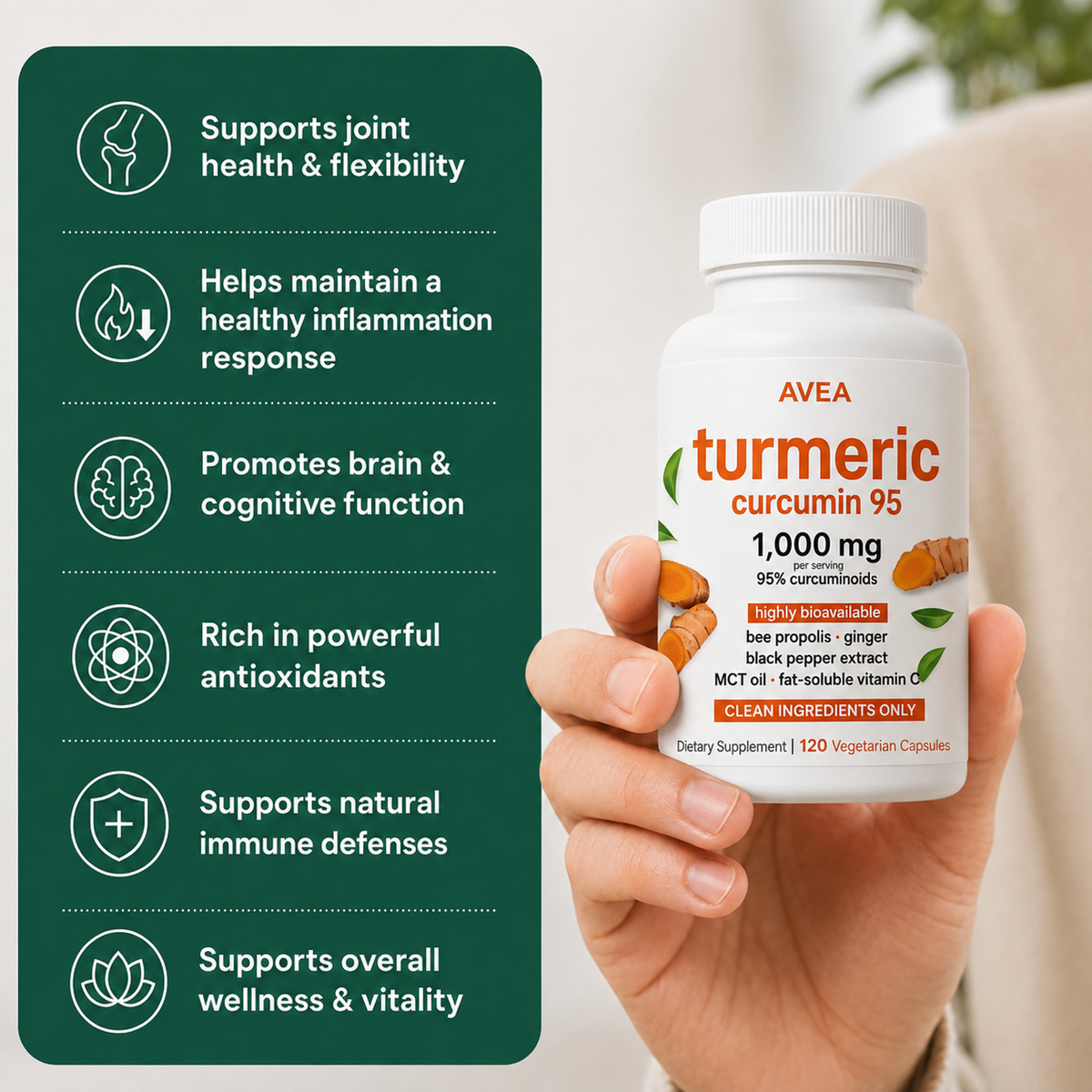 Move More Comfortably with Turmeric Curcumin (1,000mg) + 2 FREE GIFTS